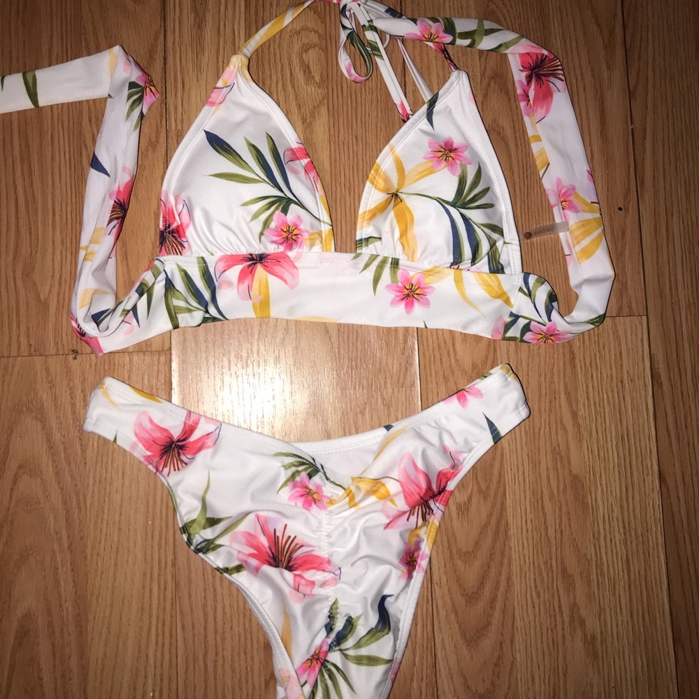 white floral bikini